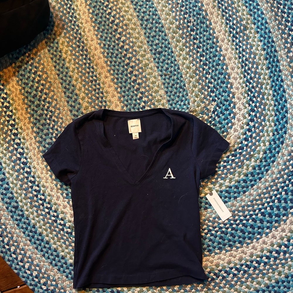 Anthropologie Navy Short Sleeve Tee